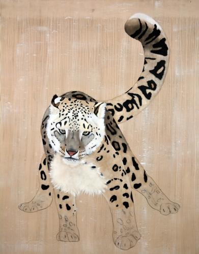 snow leopard panthera uncia ounce threatened endangered extinction Thierry Bisch Contemporary painter animals painting art decoration nature biodiversity conservation